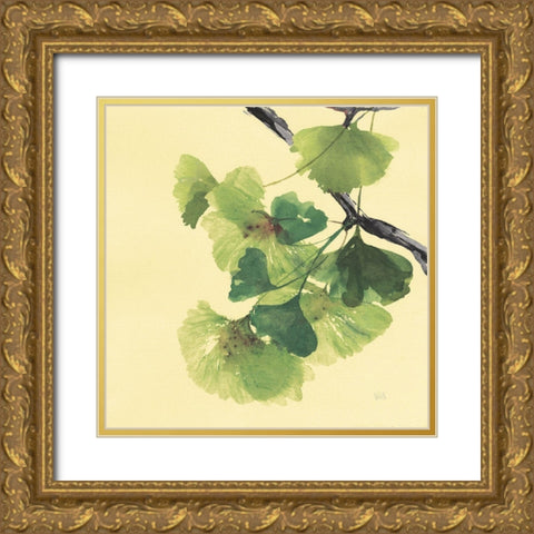 Gingko Leaves II Dark Gold Ornate Wood Framed Art Print with Double Matting by Paschke, Chris