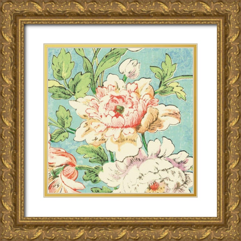 Cottage Roses VI Bright Gold Ornate Wood Framed Art Print with Double Matting by Schlabach, Sue