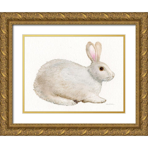 Spring Bunny IV White Gold Ornate Wood Framed Art Print with Double Matting by McKenna, Kathleen Parr
