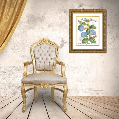 White Barn Flowers II Gold Ornate Wood Framed Art Print with Double Matting by Schlabach, Sue