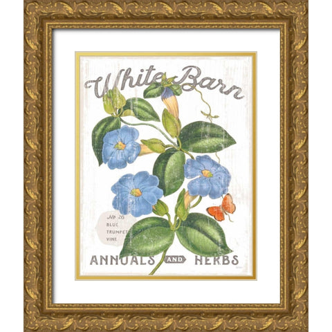 White Barn Flowers II Gold Ornate Wood Framed Art Print with Double Matting by Schlabach, Sue