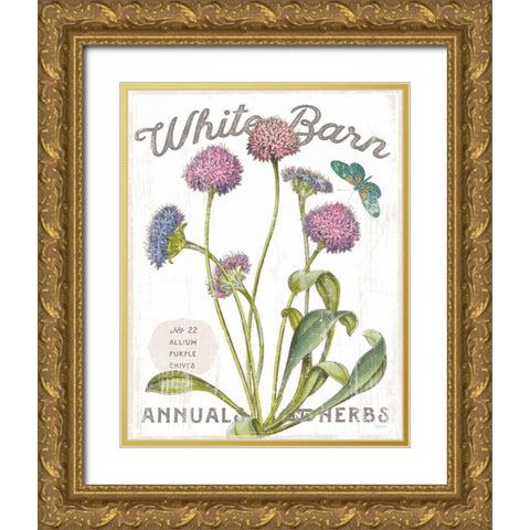 White Barn Flowers VI Gold Ornate Wood Framed Art Print with Double Matting by Schlabach, Sue