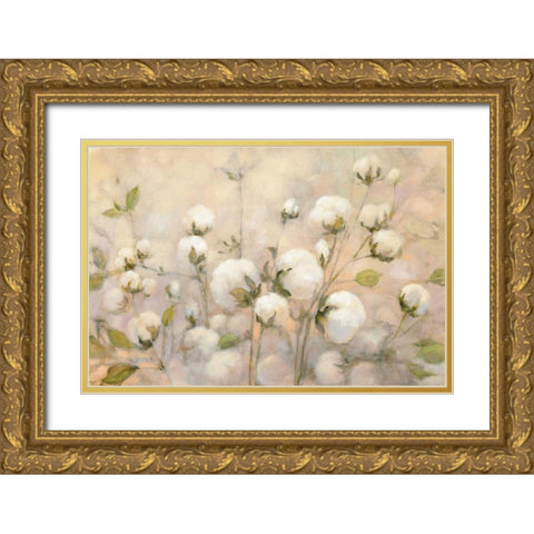 Cotton Field Gold Ornate Wood Framed Art Print with Double Matting by Purinton, Julia