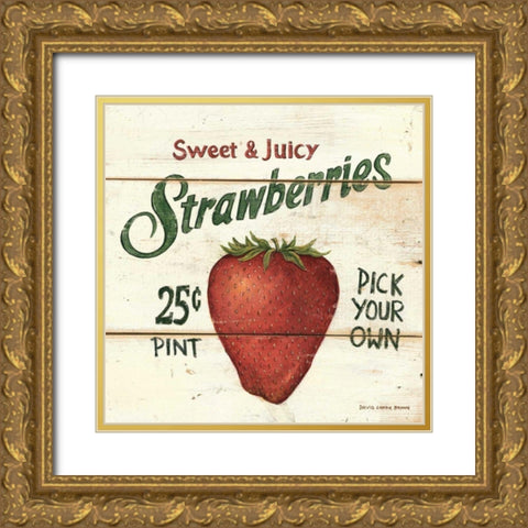 Sweet and Juicy Strawberries Gold Ornate Wood Framed Art Print with Double Matting by Brown, David Carter