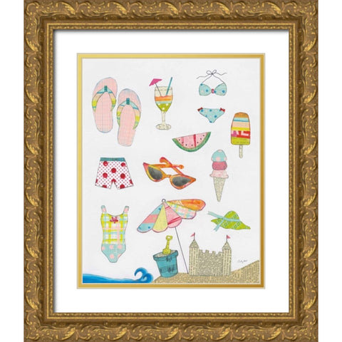 At the Beach I v2 Gold Ornate Wood Framed Art Print with Double Matting by Prahl, Courtney