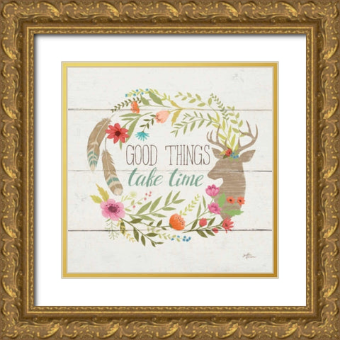 Rustic Bloom III Gold Ornate Wood Framed Art Print with Double Matting by Penner, Janelle