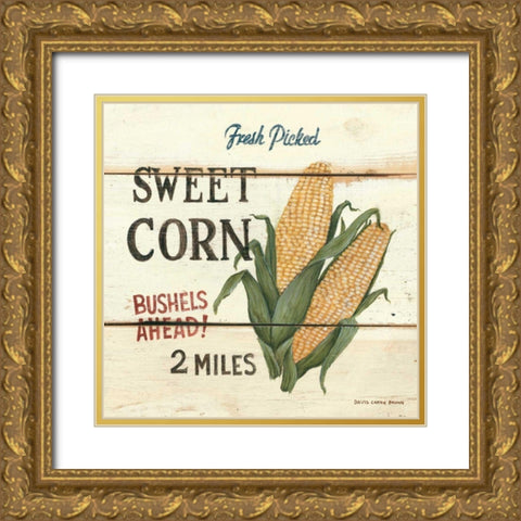 FreshPicked Sweet Corn Gold Ornate Wood Framed Art Print with Double Matting by Brown, David Carter