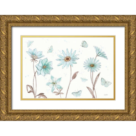 Bits of Blue I Gold Ornate Wood Framed Art Print with Double Matting by Pertiet, Katie