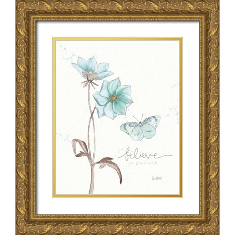 Bits of Blue II Gold Ornate Wood Framed Art Print with Double Matting by Pertiet, Katie