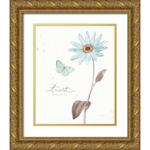 Bits of Blue III Gold Ornate Wood Framed Art Print with Double Matting by Pertiet, Katie