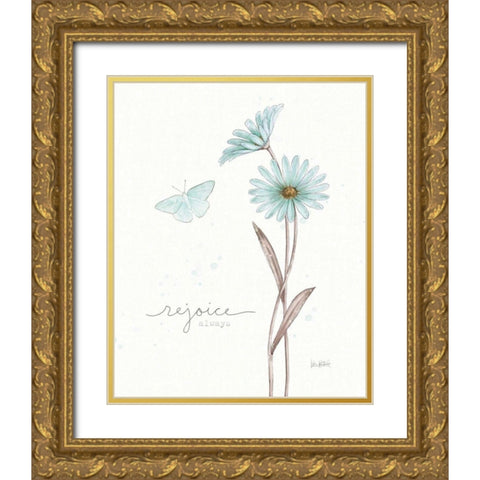Bits of Blue V Gold Ornate Wood Framed Art Print with Double Matting by Pertiet, Katie
