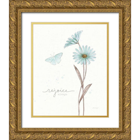 Bits of Blue V Gold Ornate Wood Framed Art Print with Double Matting by Pertiet, Katie