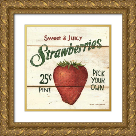 Sweet and Juicy Strawberries Gold Ornate Wood Framed Art Print with Double Matting by Brown, David Carter