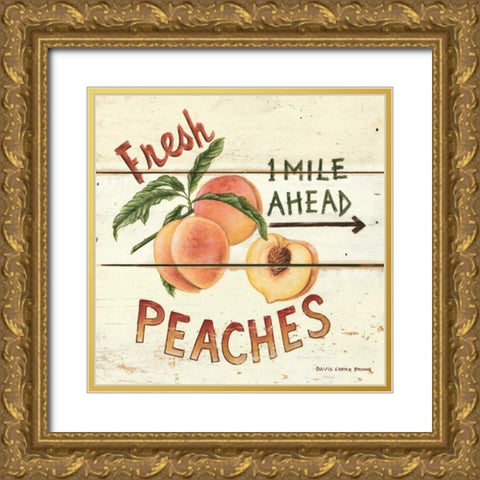 Fresh Peaches Gold Ornate Wood Framed Art Print with Double Matting by Brown, David Carter