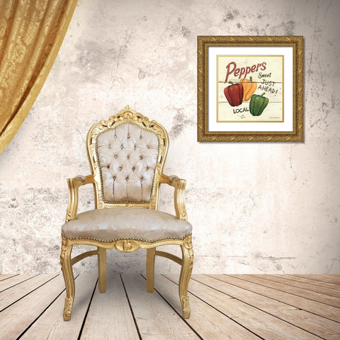 Sweet Peppers-6x6 Gold Ornate Wood Framed Art Print with Double Matting by Brown, David Carter