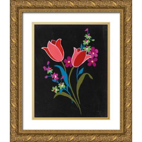 Alpine Bouquet IV Gold Ornate Wood Framed Art Print with Double Matting by Nai, Danhui