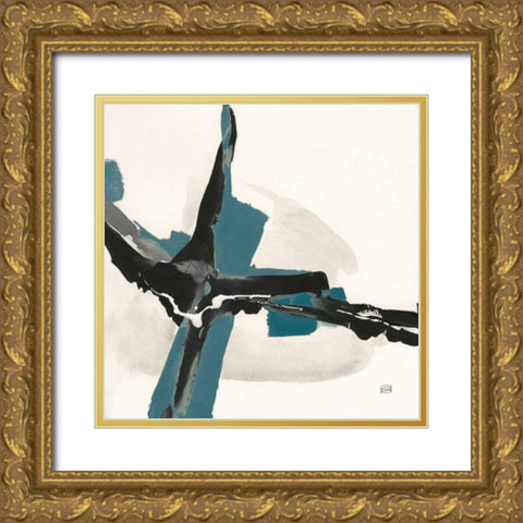 Creamy Cerulean I Gold Ornate Wood Framed Art Print with Double Matting by Paschke, Chris