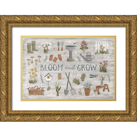 Blooming Garden III Gold Ornate Wood Framed Art Print with Double Matting by Marshall, Laura