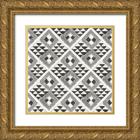 African Wild Pattern II BW Gold Ornate Wood Framed Art Print with Double Matting by Wild Apple Portfolio