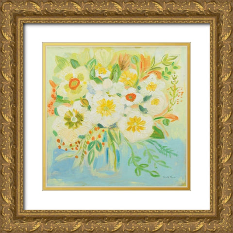 Camillia Gold Ornate Wood Framed Art Print with Double Matting by Zaman, Farida
