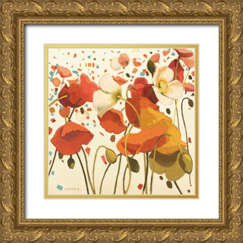 Coral Confetti Gold Ornate Wood Framed Art Print with Double Matting by Novak, Shirley