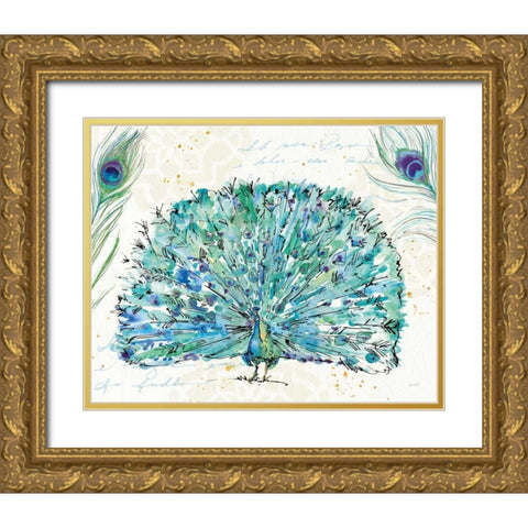 Peacock Garden IX Purple Gold Ornate Wood Framed Art Print with Double Matting by Tavoletti, Anne