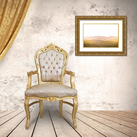 A Watercolor Wash of Light Crop Mustard and Blush Gold Ornate Wood Framed Art Print with Double Matting by Bevan, Keri