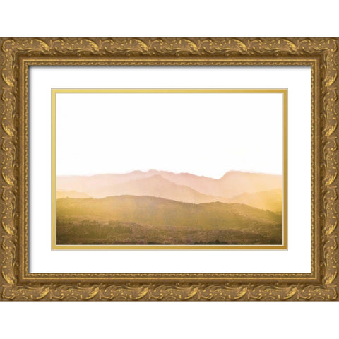 A Watercolor Wash of Light Crop Mustard and Blush Gold Ornate Wood Framed Art Print with Double Matting by Bevan, Keri