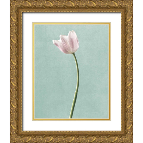 Light Tulips I Harbor Gray Gold Ornate Wood Framed Art Print with Double Matting by Van Swearingen, Debra