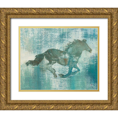 Mustang Study Gold Ornate Wood Framed Art Print with Double Matting by Studio Mousseau