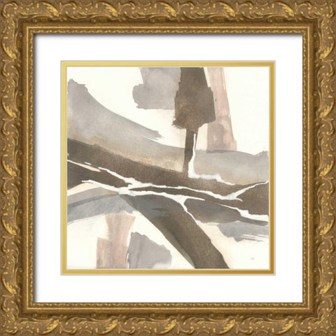 White and Placid I Gold Ornate Wood Framed Art Print with Double Matting by Paschke, Chris