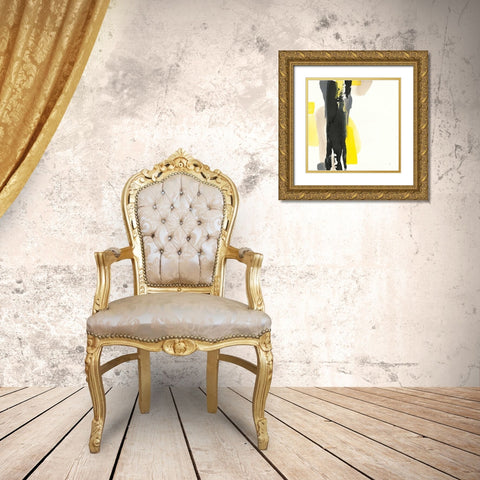 Black and Yellow II Gold Ornate Wood Framed Art Print with Double Matting by Paschke, Chris