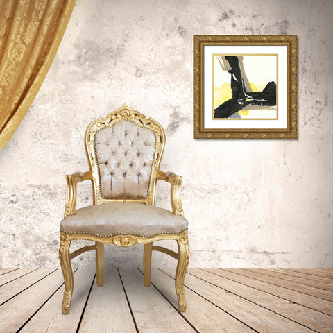 Black and Yellow III Gold Ornate Wood Framed Art Print with Double Matting by Paschke, Chris
