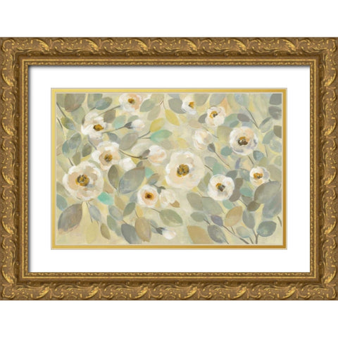 Blooming Branches Flower Gold Ornate Wood Framed Art Print with Double Matting by Vassileva, Silvia