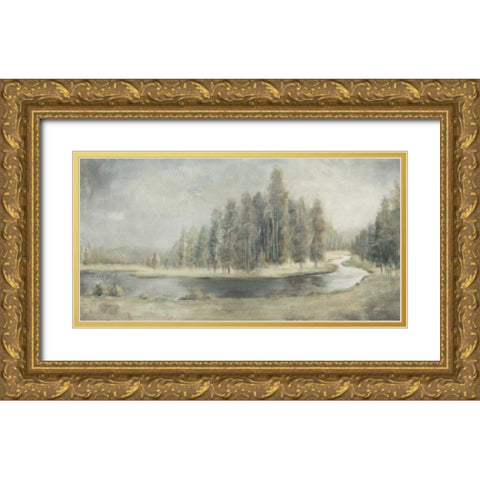 Landscape Trio IV Gold Ornate Wood Framed Art Print with Double Matting by Nai, Danhui