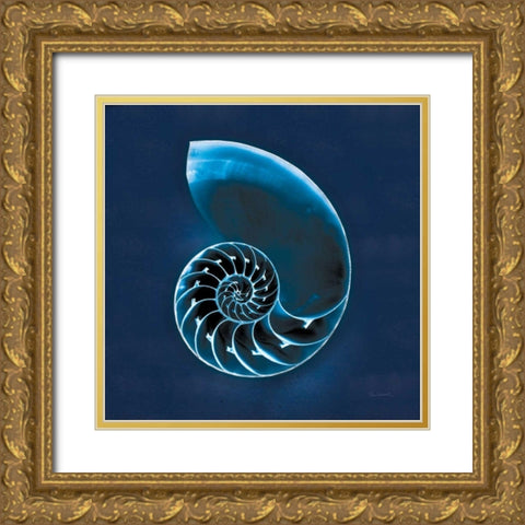 Cyanotype Sea II Gold Ornate Wood Framed Art Print with Double Matting by Schlabach, Sue