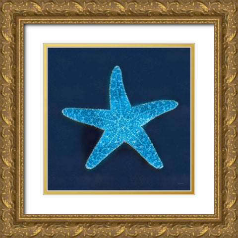 Cyanotype Sea III Gold Ornate Wood Framed Art Print with Double Matting by Schlabach, Sue