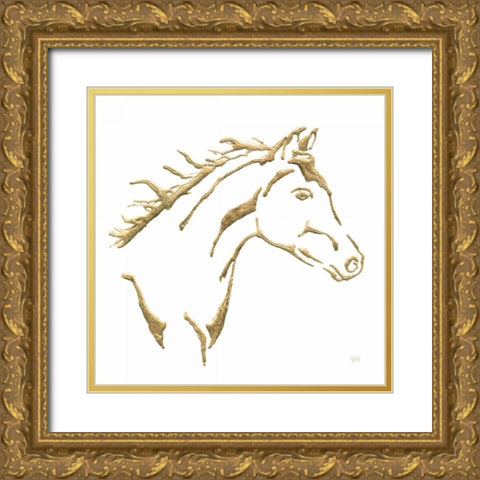 Gilded Filly on White Gold Ornate Wood Framed Art Print with Double Matting by Paschke, Chris