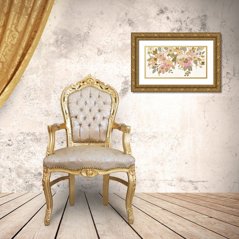 Decorative Pastel Flowers on White Gold Ornate Wood Framed Art Print with Double Matting by Vassileva, Silvia