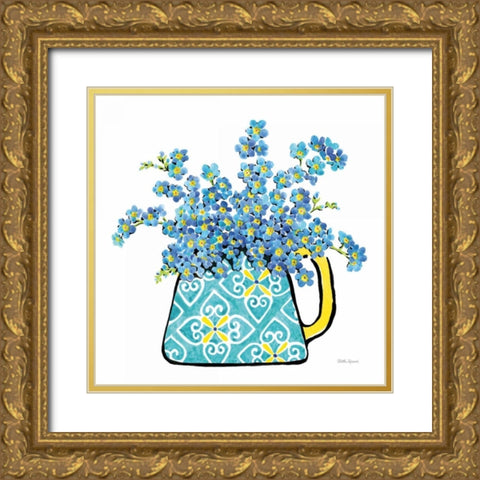 Floral Teacups IV Gold Ornate Wood Framed Art Print with Double Matting by Grove, Beth