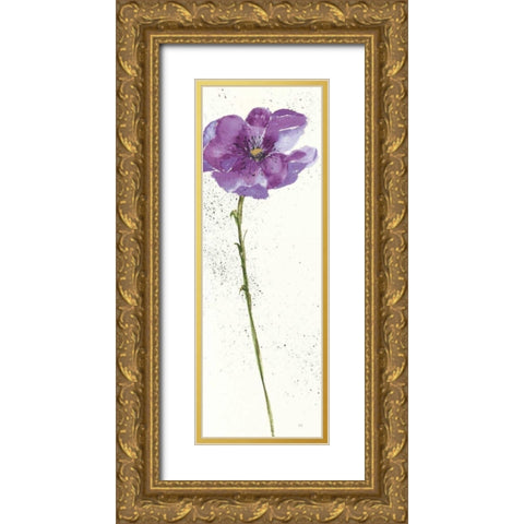 Mint Poppies I in Purple Crop Gold Ornate Wood Framed Art Print with Double Matting by Paschke, Chris