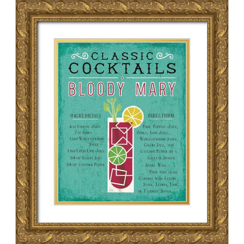 Classic Cocktail Bloody Mary Gold Ornate Wood Framed Art Print with Double Matting by Mullan, Michael