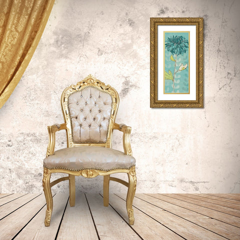 Sarahs Garden in Blue I Gold Ornate Wood Framed Art Print with Double Matting by Adams, Sarah