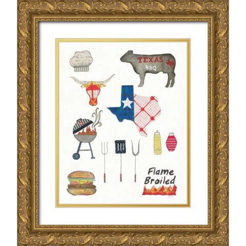 Summer Grilling II Gold Ornate Wood Framed Art Print with Double Matting by Prahl, Courtney