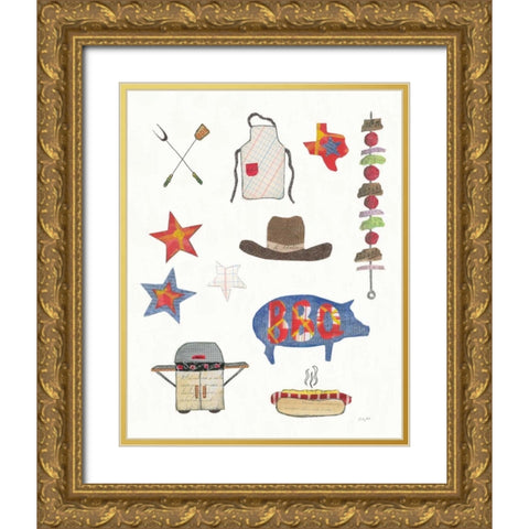 Summer Grilling III Gold Ornate Wood Framed Art Print with Double Matting by Prahl, Courtney