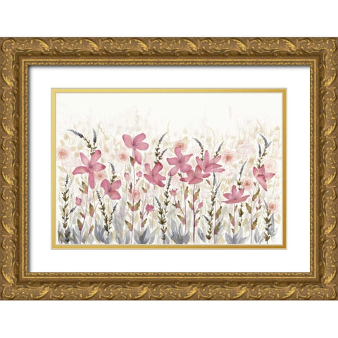 Watercolor Garden Light Gold Ornate Wood Framed Art Print with Double Matting by DeNeige, Elyse
