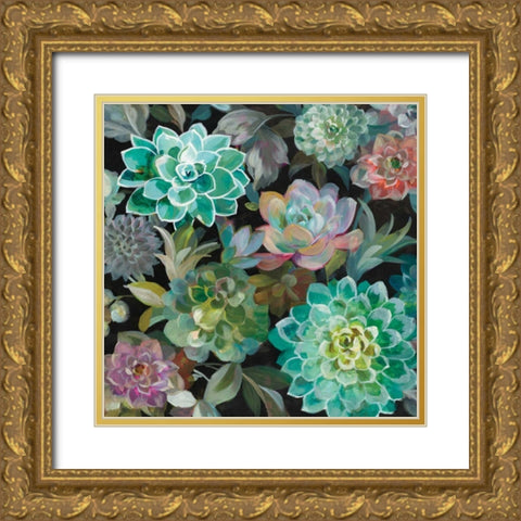 Floral Succulents v2 Crop Gold Ornate Wood Framed Art Print with Double Matting by Nai, Danhui