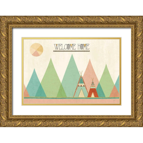 Southwest Geo I Gold Ornate Wood Framed Art Print with Double Matting by Charron, Veronique