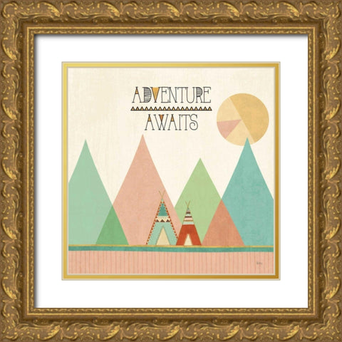 Southwest Geo III Gold Ornate Wood Framed Art Print with Double Matting by Charron, Veronique