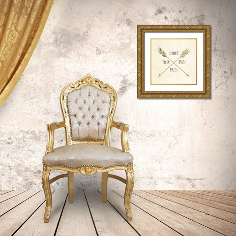 Southwest Geo IV Gold Ornate Wood Framed Art Print with Double Matting by Charron, Veronique